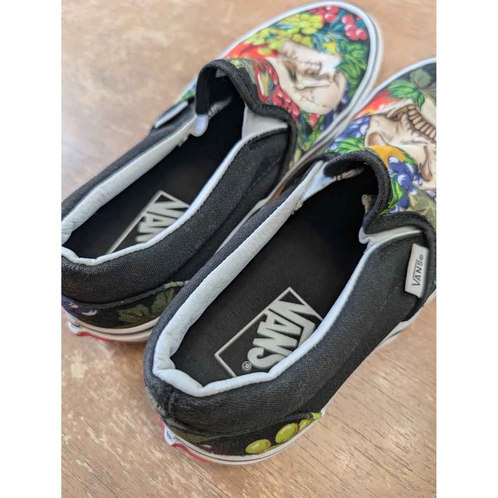 Vans Classic Slip-On Skull Fruit Still Life Black Sneakers Womens 8 M 6.5 edgy - Picture 5 of 8